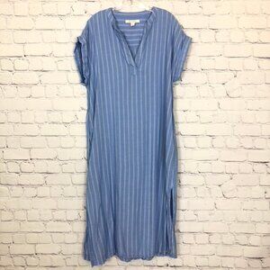 Kate Landry Blue Stripe Shirt Dress Kaftan Size M Cotton Blend